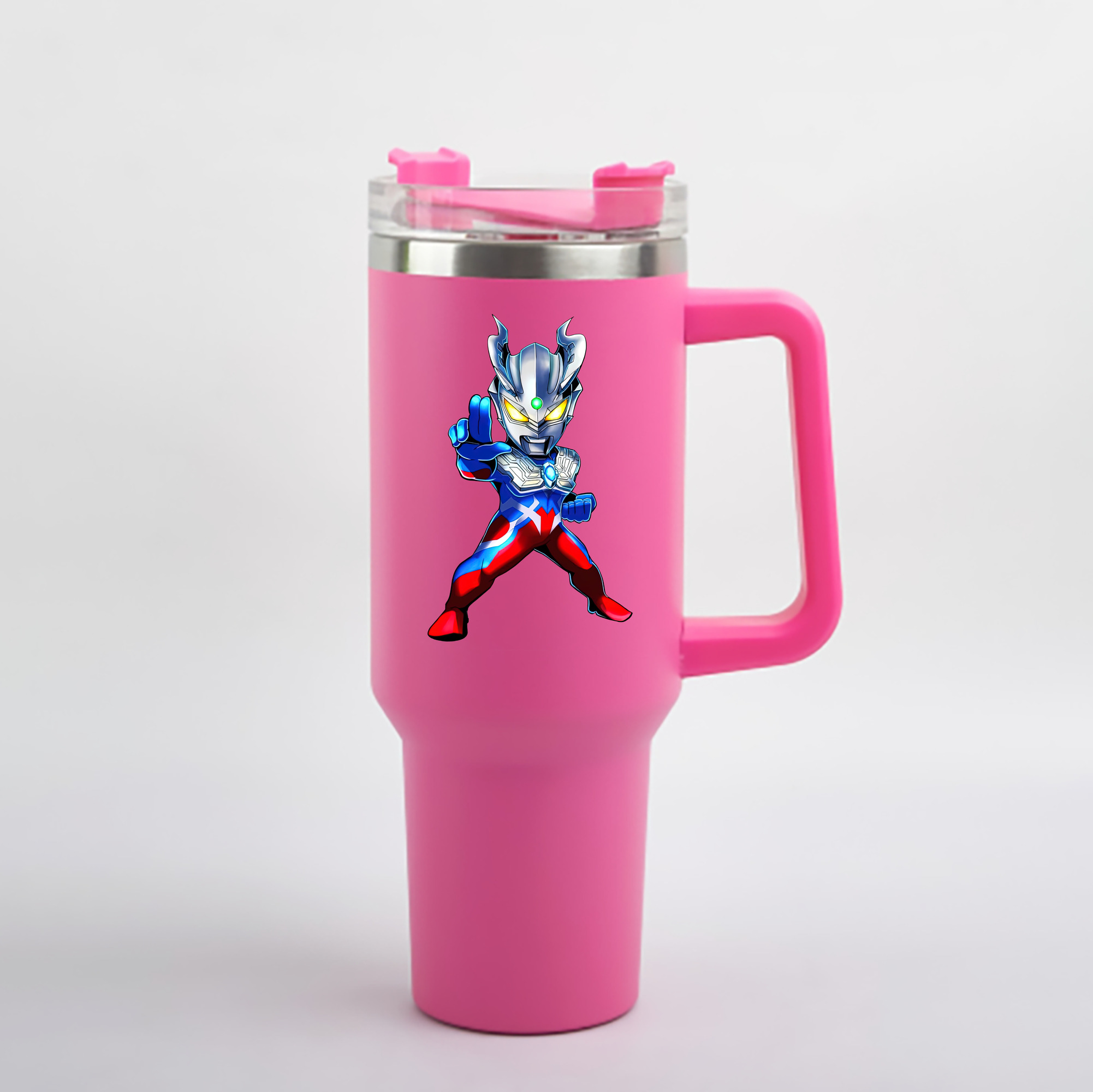 （画像用） ウルトラマン Ultraman 1200mL車用タンブラー - クリスタルステッカー（プラスチックストロー付き）